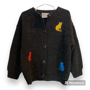 BOBO CHOSES Kids Wool Cat Cardigan, 4/5T